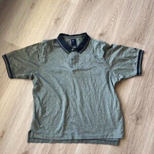 ** Nike Golf Mens  Heathered Gold Black Collared Button Short Sleeve Polo Large